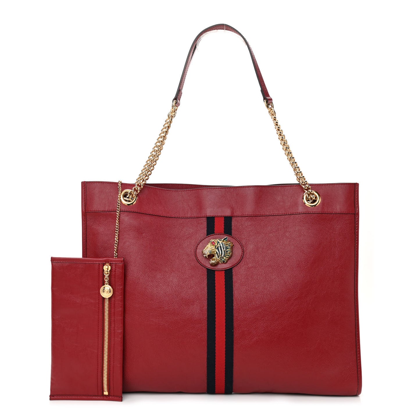 Calfskin Large Rajah Chain Tote Romantic Cherry