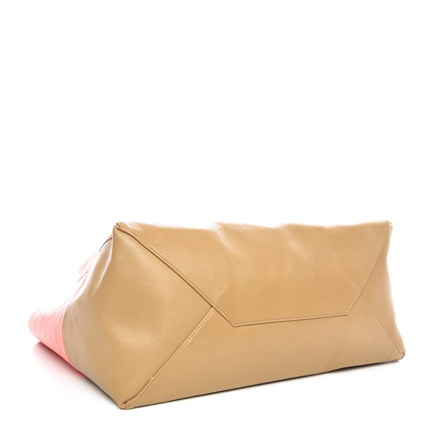 Lambskin Horizontal Bi-Color Cabas Fluo Pink Camel