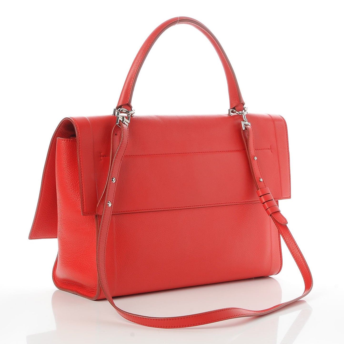 Grained Calfskin Medium Shark Lock Satchel Red