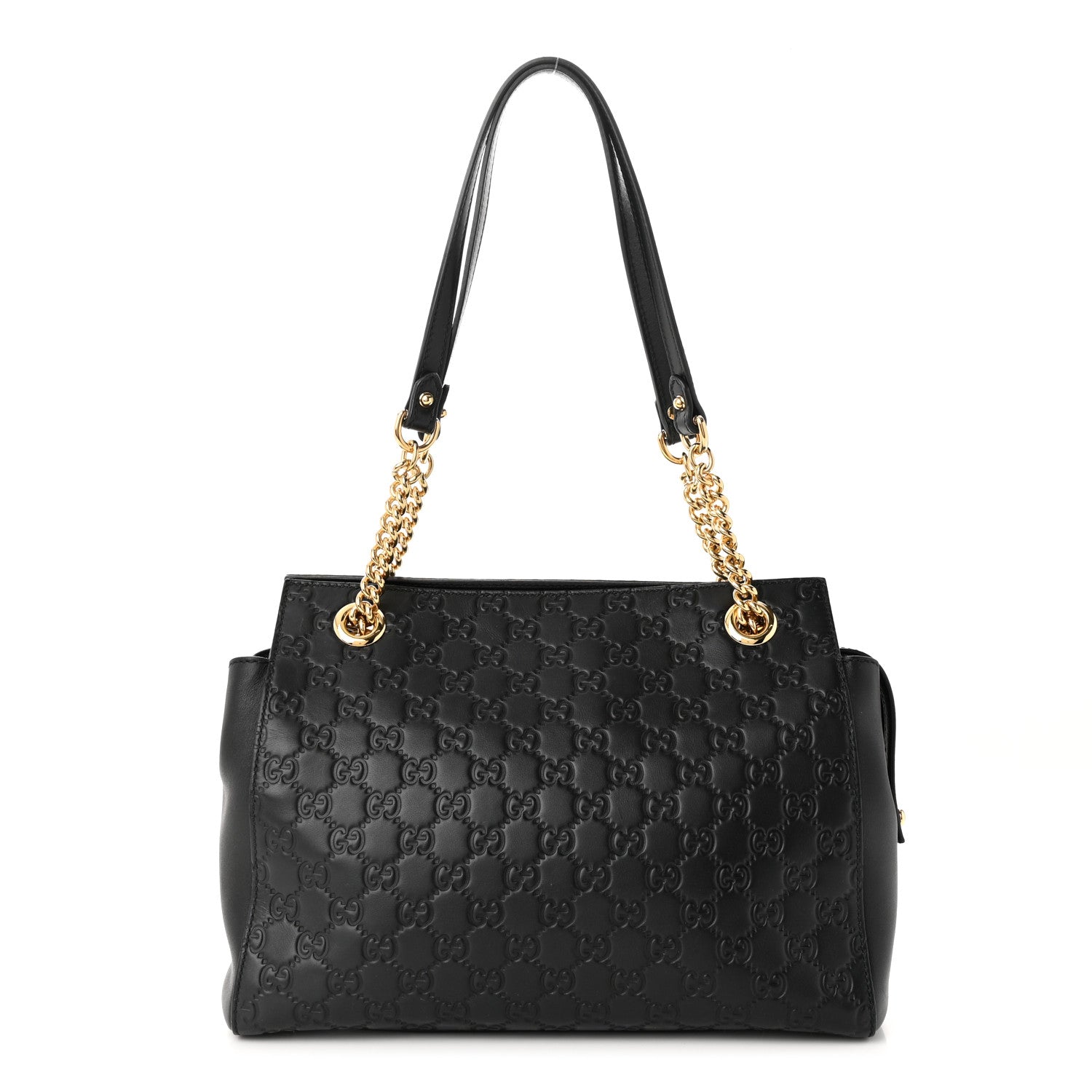 Gucci Guccissima Signature Medium Shoulder Tote Bag Black 1 of 10