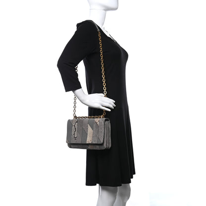 Prada Suede Snakeskin Patchwork Small Flap Bag Marmo 2 of 8