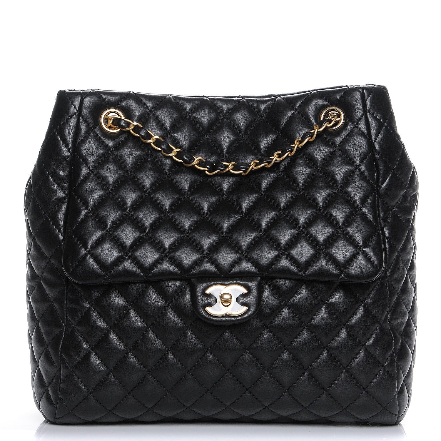 Chanel Lambskin Large Quilted Shopping Tote Black 1 of 7