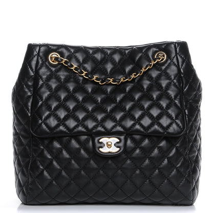 Chanel Lambskin Large Quilted Shopping Tote Black 1 of 7