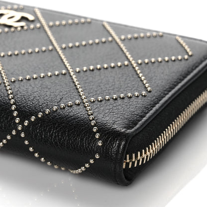 Chanel Shiny Lambskin Studded Rock The Diamond CC Zip Around Wallet Black 9 of 9