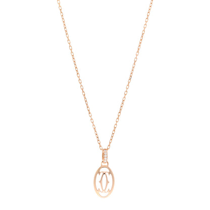 Cartier 18K Pink Gold Diamond Logo Pendant Necklace 1 of 5