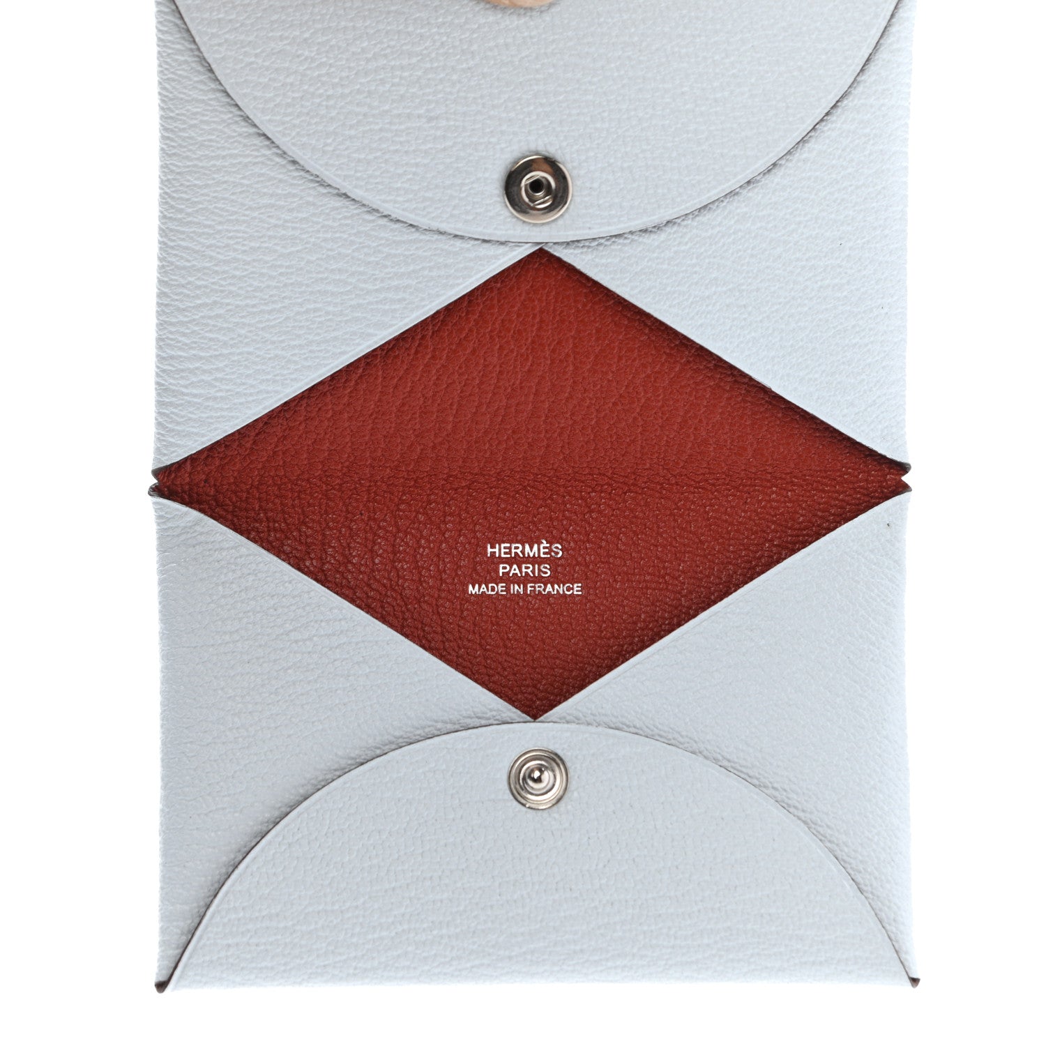 Hermes Chevre Mysore Verso Calvi Card Case Bleu Brume Brique 5 of 8