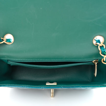 Chanel Shaded Patent Calfskin Quilted Mini Rectangular Flap Green Blue 5 of 11