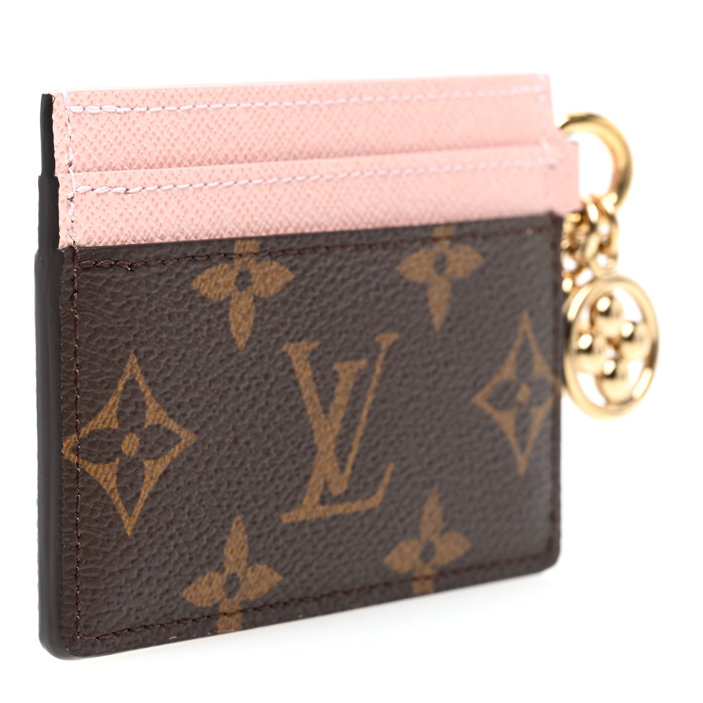 Monogram LV Charms Card Holder Rose Ballerine