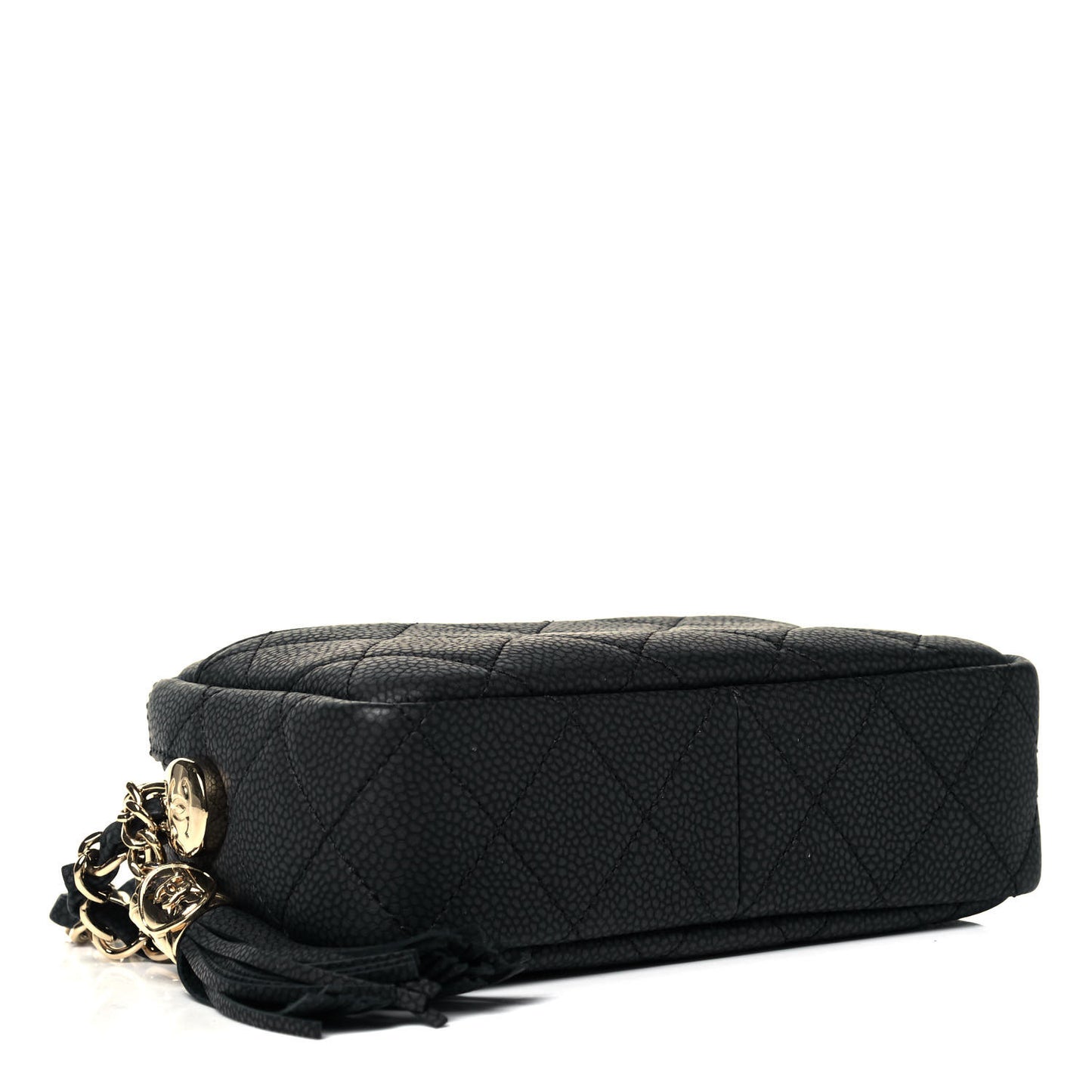 Caviar Quilted Mini Coco Tassel Camera Case Black