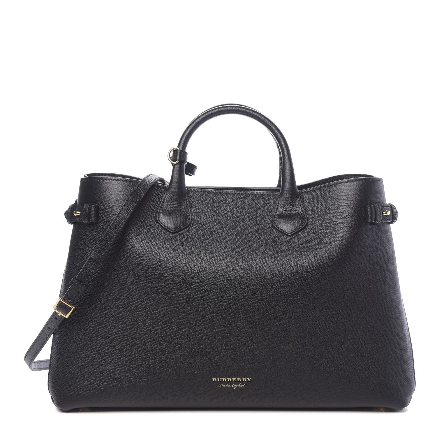 Burberry Grainy Calfskin House Check Large Banner Tote Black 1 of 12