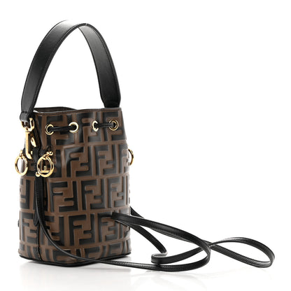 Fendi Vitello Liberty F is Fendi Bi-Color FF 1974 Embossed Mini Mon Tresor Bucket Bag Maya Black 3 of 14