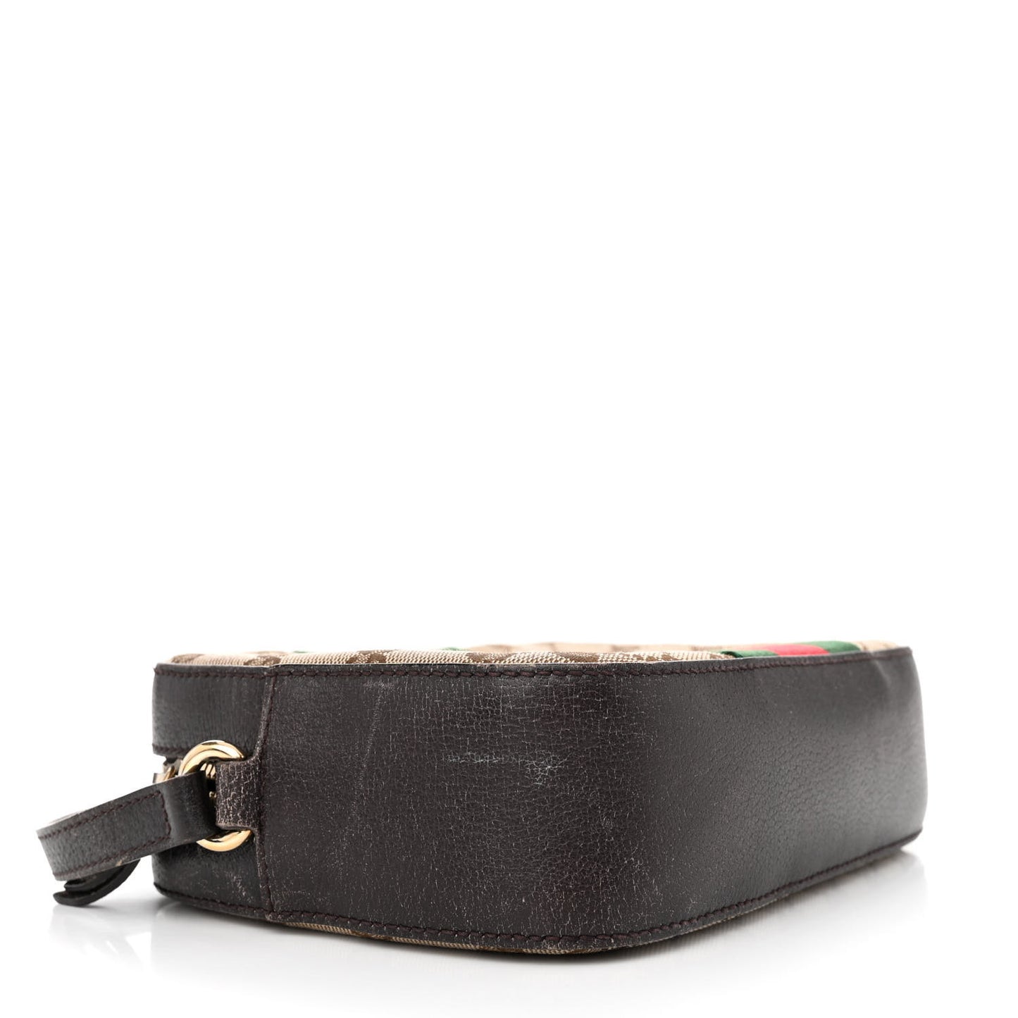 GG Supreme Monogram Web Small Webby Bee Shoulder Bag Dark Brown