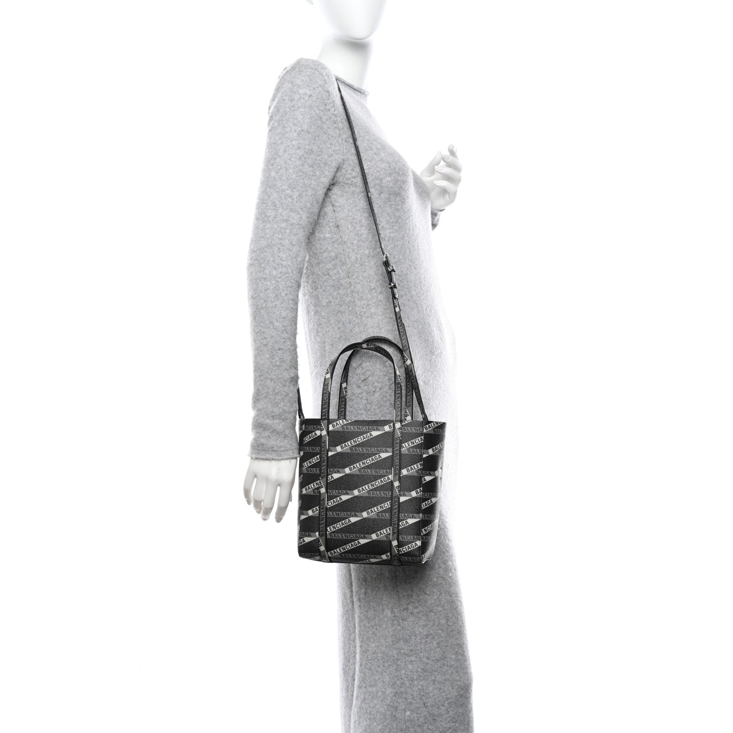 Balenciaga Coated Canvas Losange Monogram XXS Tote Black Grey 2 of 9