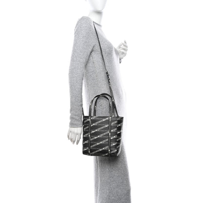 Balenciaga Coated Canvas Losange Monogram XXS Tote Black Grey 2 of 9