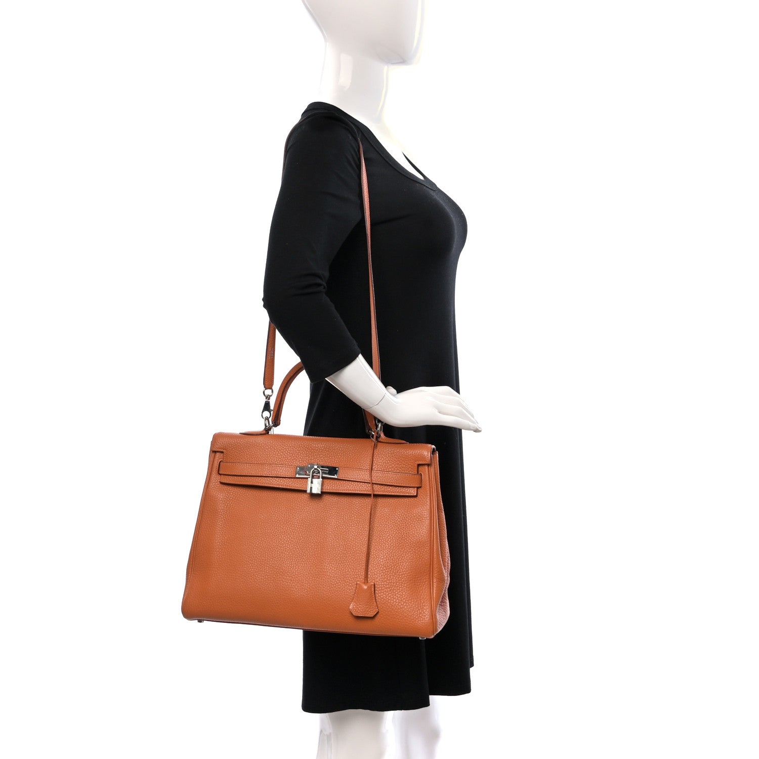 Hermes Taurillon Clemence Kelly Retourne 35 Orange 2 of 26