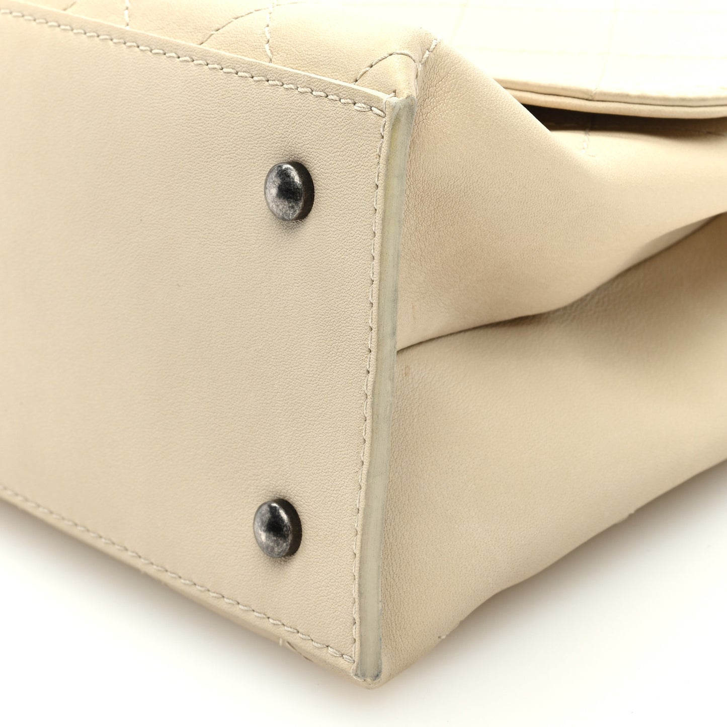 Calfskin Stitched Urban Luxury Top Handle Bag Ivory