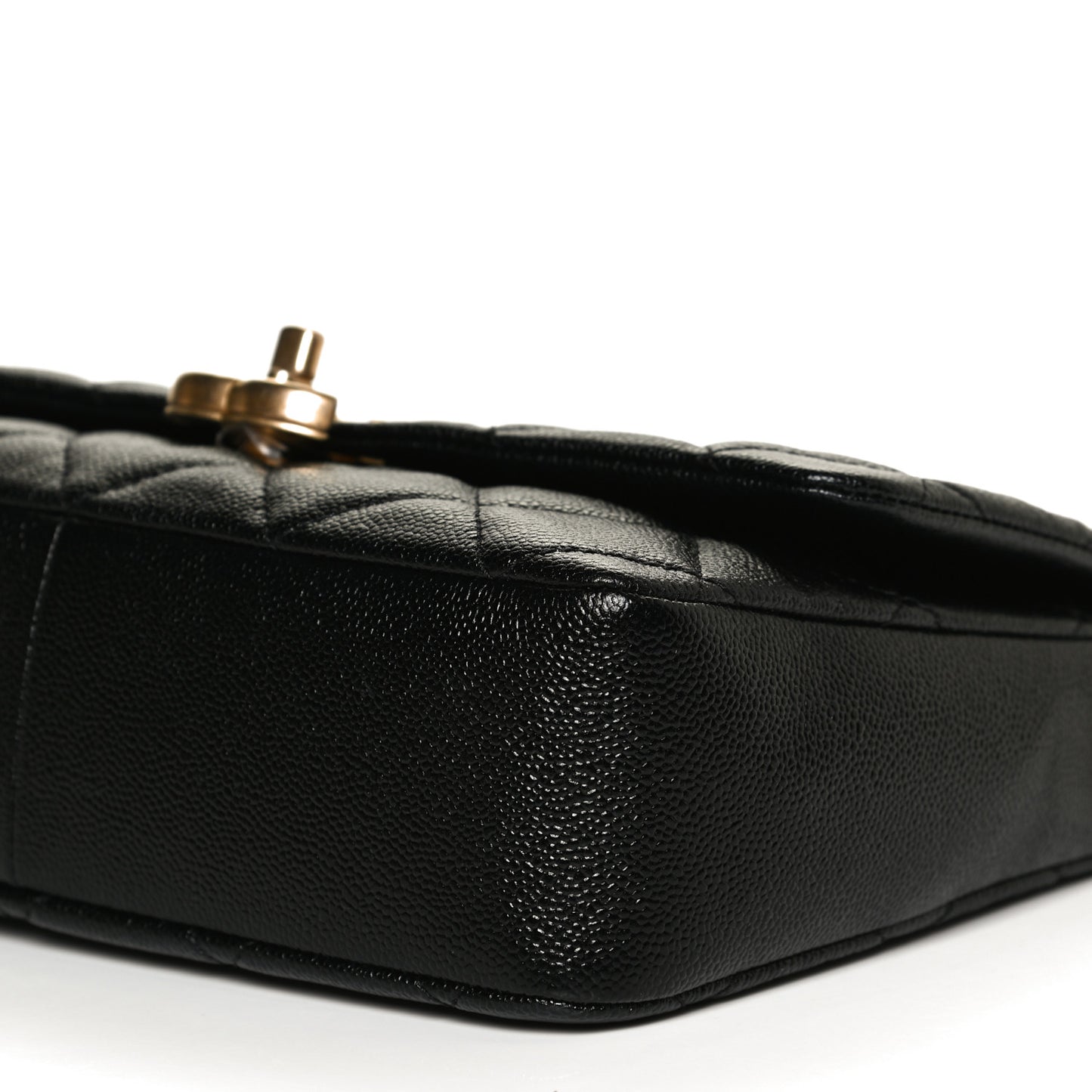 Shiny Caviar Quilted Large Chain Melody Flap Black
