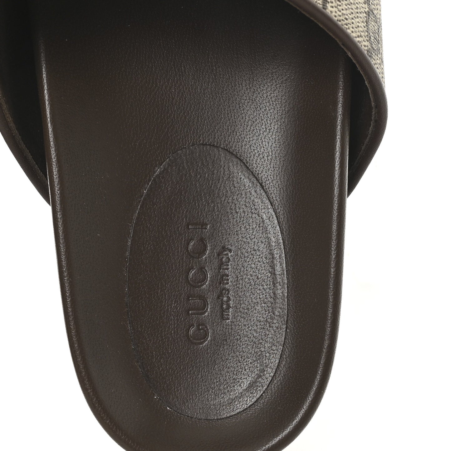 GG Supreme Monogram Miro Soft Calfskin Womens Horsebit Slippers 37.5 Beige Ebony New Acero