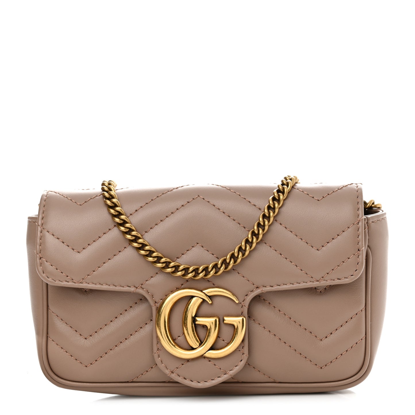 Calfskin Matelasse Super Mini GG Marmont Shoulder Bag Porcelain Rose