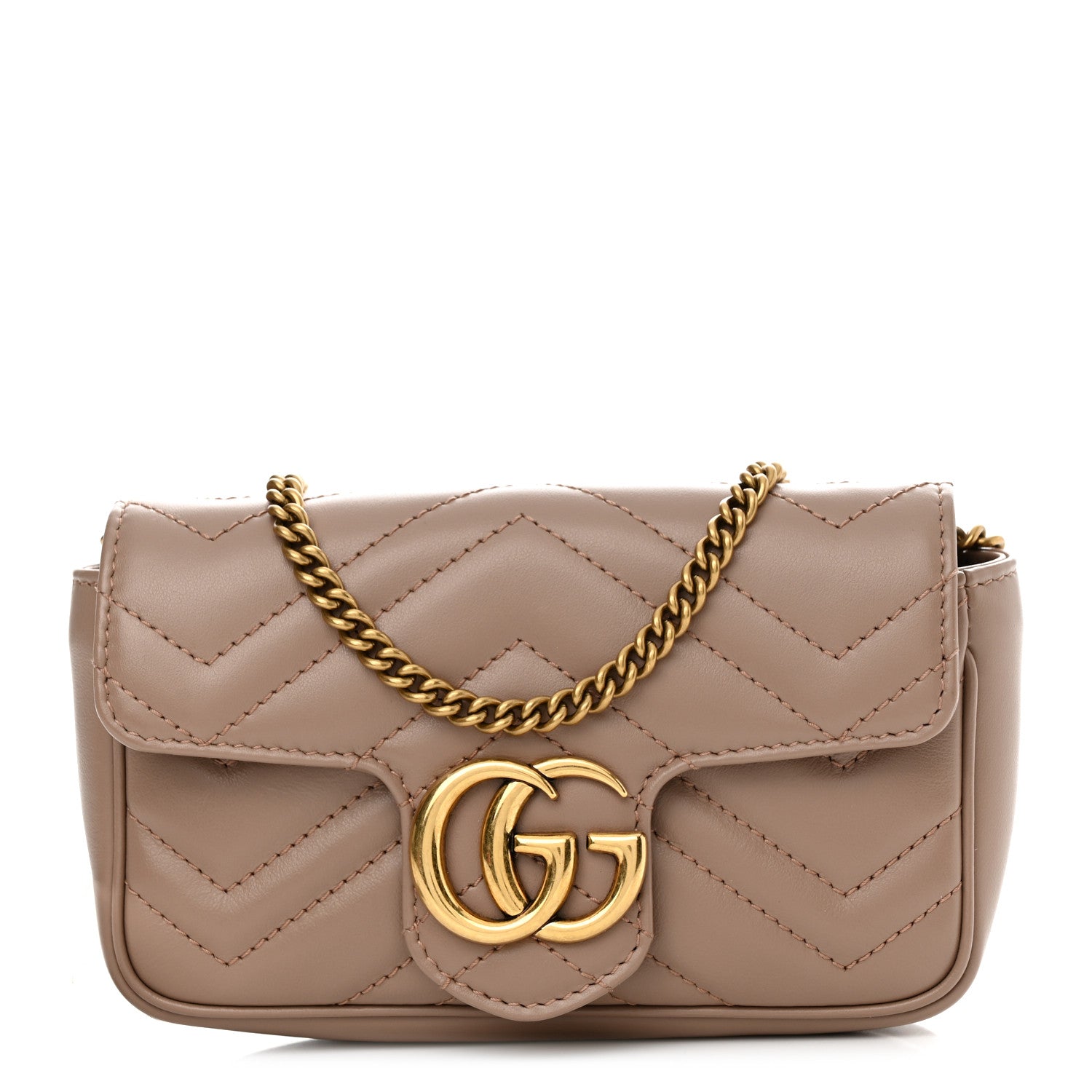 Gucci Calfskin Matelasse Super Mini GG Marmont Shoulder Bag Porcelain Rose 1 of 11