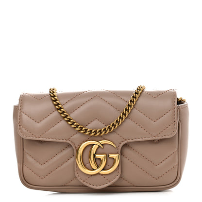 Gucci Calfskin Matelasse Super Mini GG Marmont Shoulder Bag Porcelain Rose 1 of 11