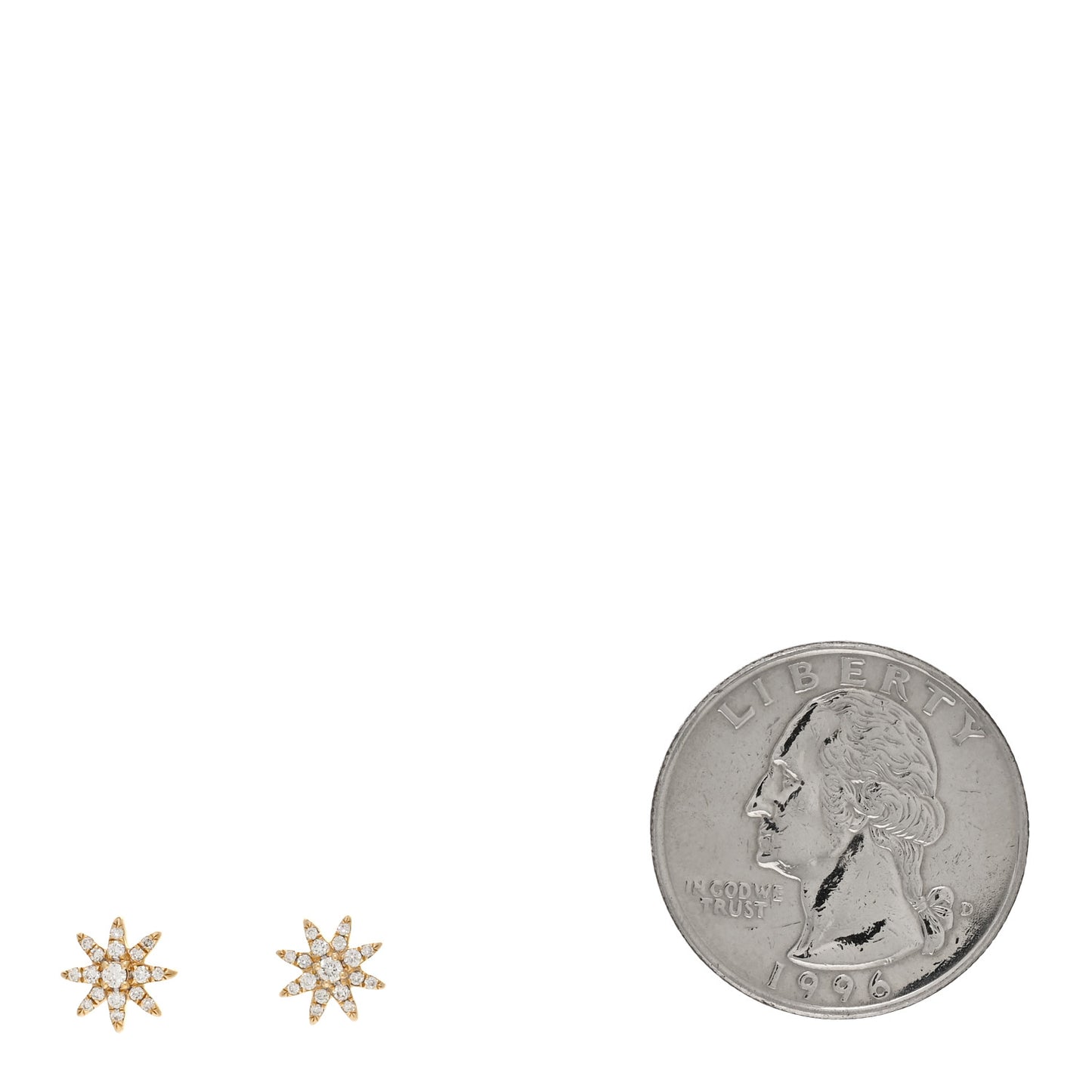 18K Yellow Gold Diamond Petite Starburst Earrings