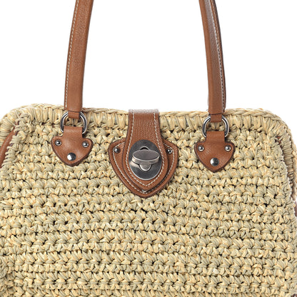 Miu Miu Raffia Calfskin Shoulder Bag Naturale 7 of 9