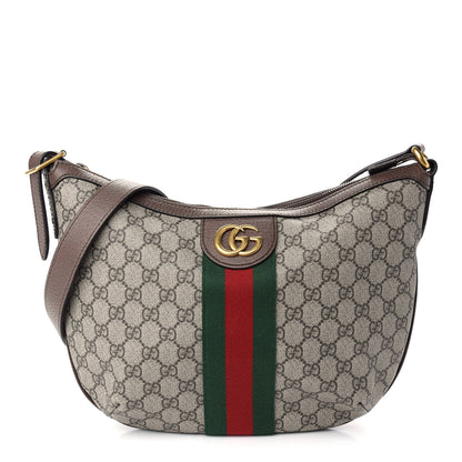 Gucci GG Supreme Monogram Web Small Ophidia Half Moon Hobo Brown 1 of 9