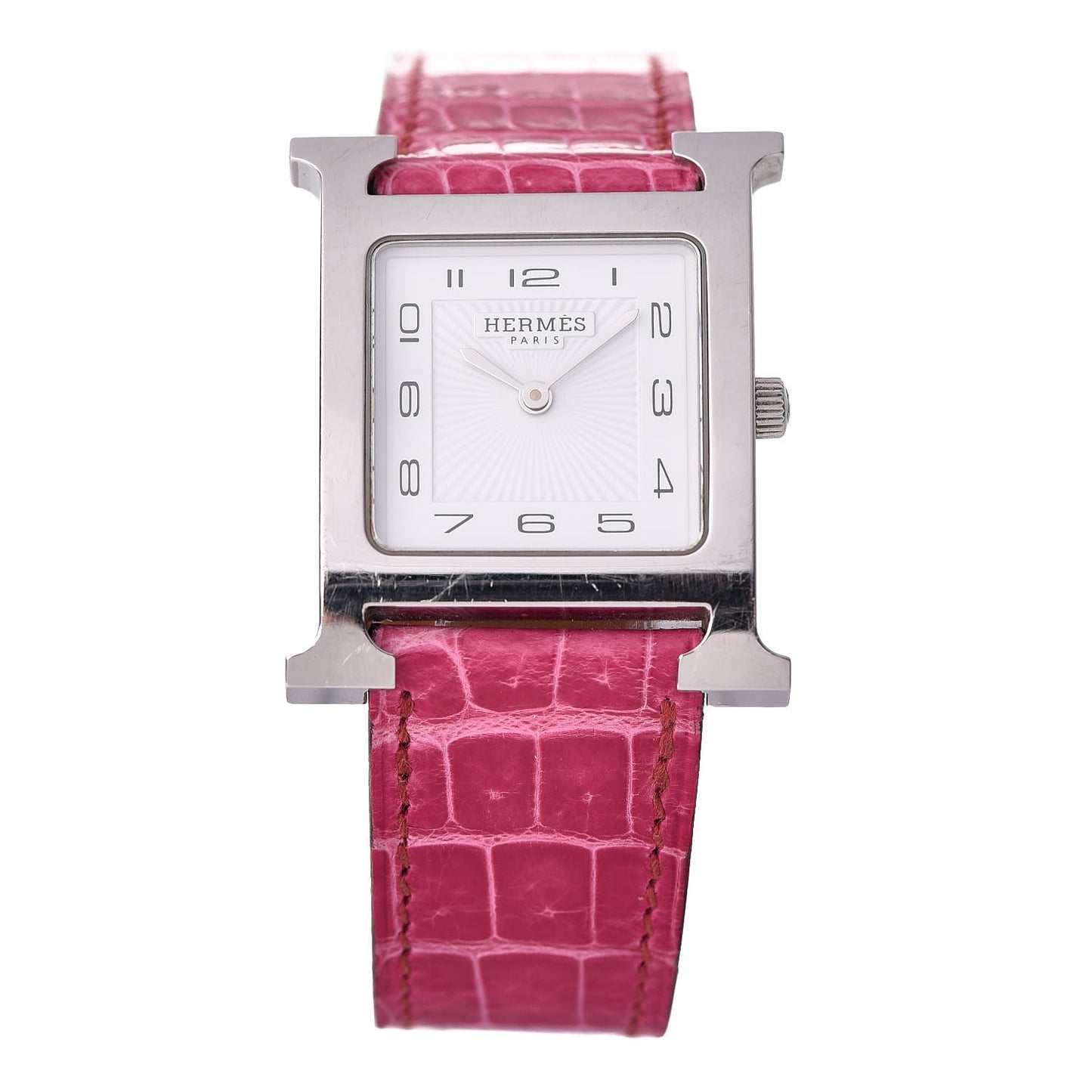 Stainless Steel Crocodile 26mm Heure H Hour Quartz Watch Framboise