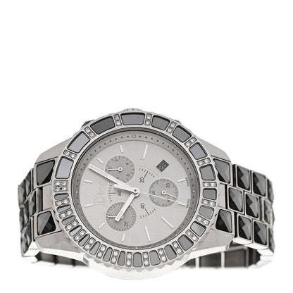 Christian Dior Stainless Steel Diamond Sapphire 38mm Christal Chronograph Quartz Watch Grey 2 of 4