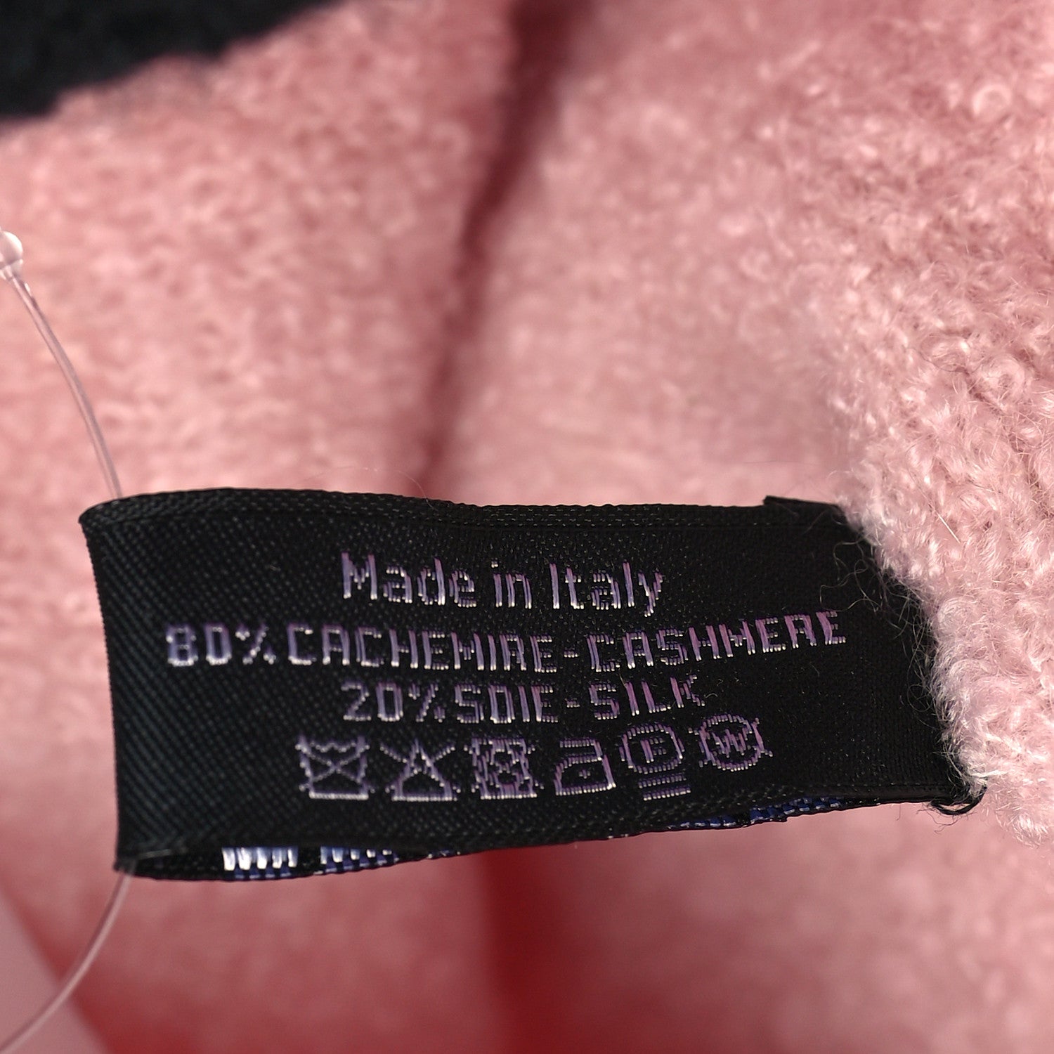 Chanel Cashmere Silk CC Beanie Hat Pink Black 4 of 5