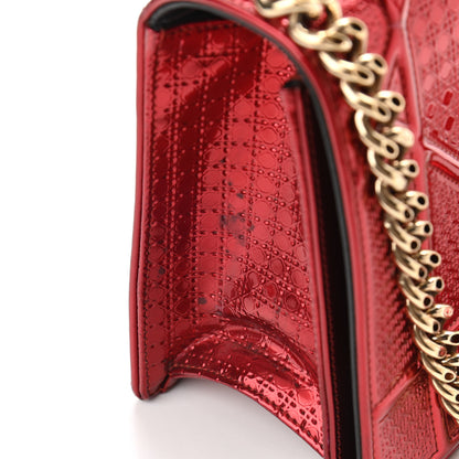 Christian Dior Metallic Patent Micro-Cannage Medium Diorama Flap Bag Red 14 of 15