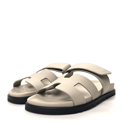 Hermes Calfskin Womens Chypre Sandals 37 Beige Mastic 3 of 9