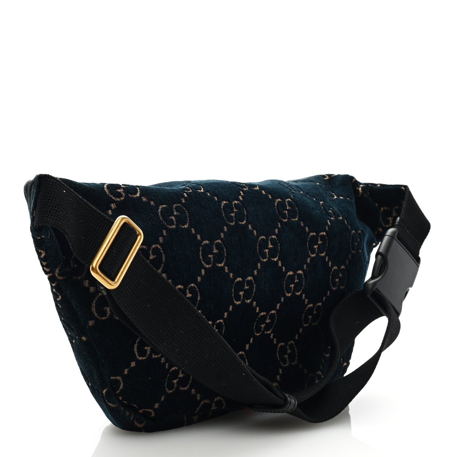 Gucci Velvet GG Monogram Web Belt Bag Blue Beige 2 of 8