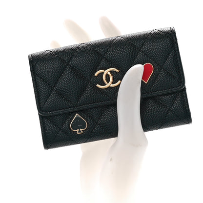 Chanel Caviar Quilted Enamel Coco Casino Flap Card Holder Wallet Black 2 of 12