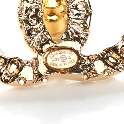 Chanel Metal Textured CC Earrings Gold 4 of 4