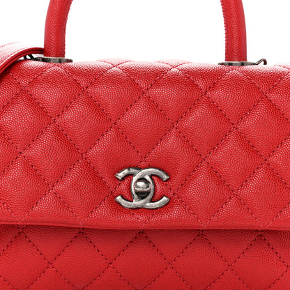 Chanel Caviar Quilted Mini Coco Handle Flap Red 8 of 12