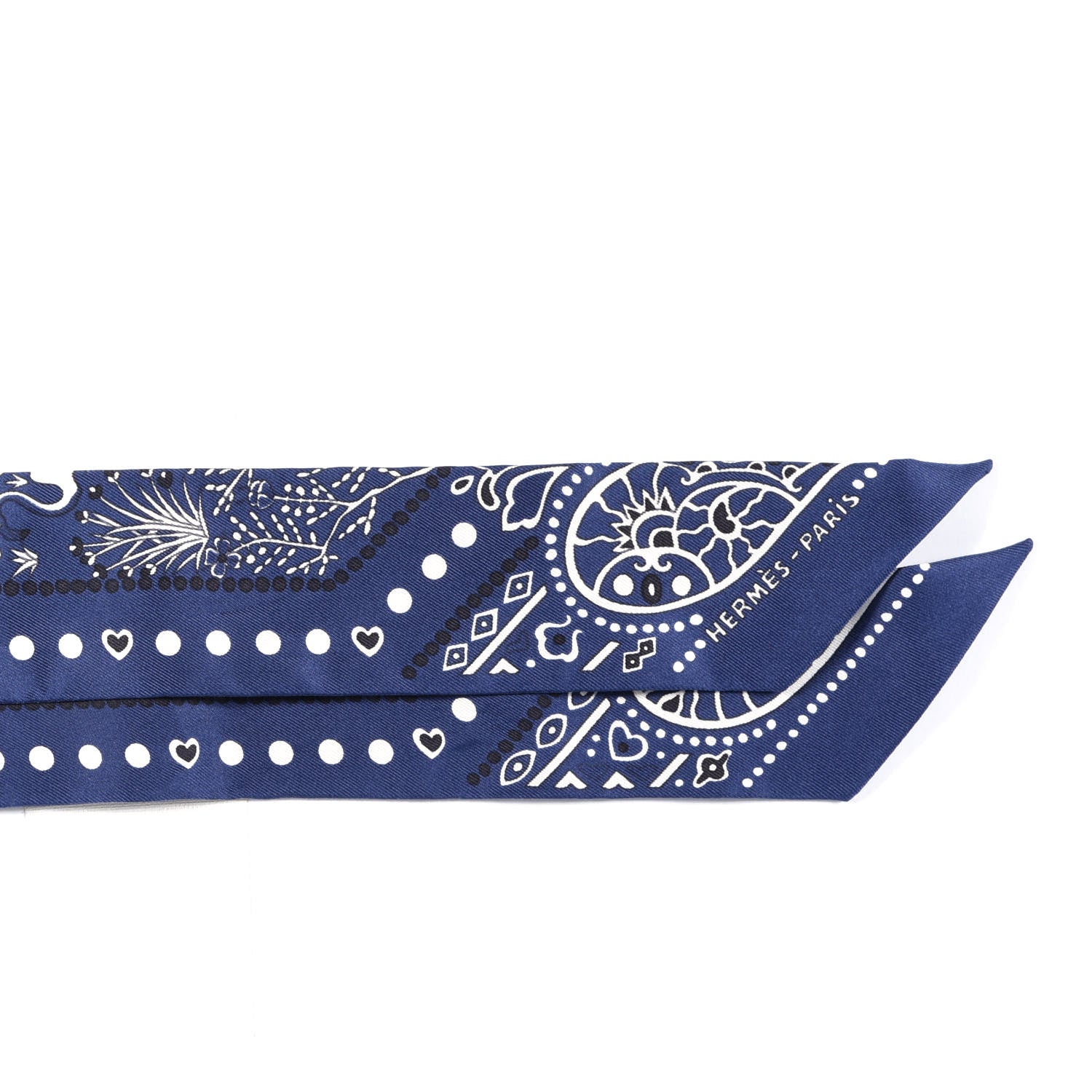 Hermes Silk Les Leopards Twilly Marine White 2 of 3