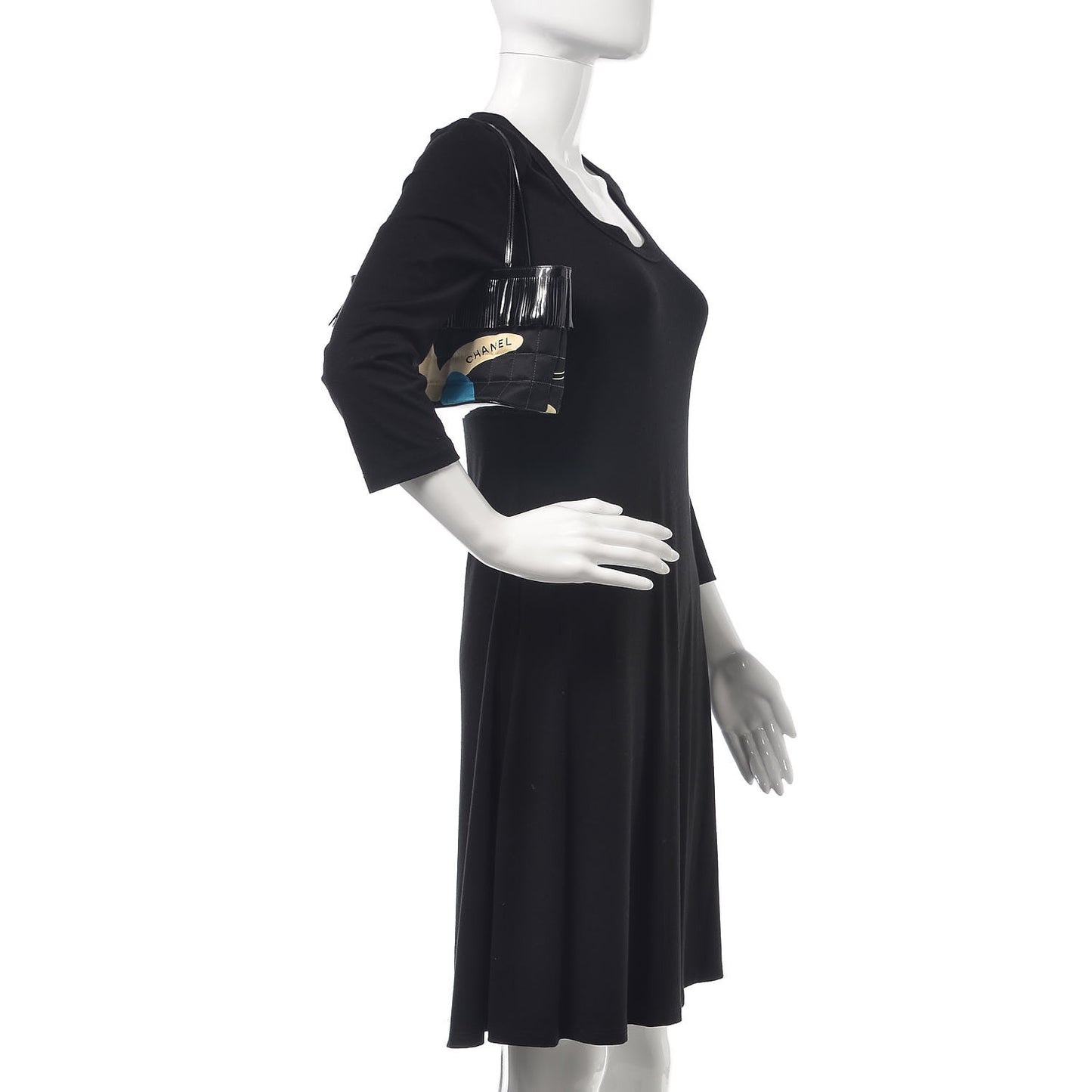 Canvas Patent Fringe Tote Black