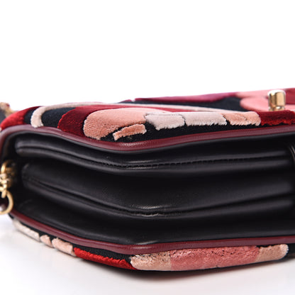 Chanel Velvet Lambskin Camellia Flap Black Burgundy 8 of 10