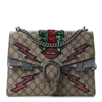 Gucci GG Supreme Monogram Lightning Embroidered Medium Dionysus Shoulder Bag Beige 1 of 9
