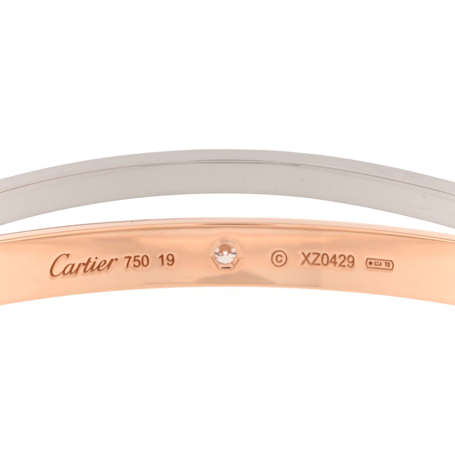Cartier 18K Pink White Gold 12 Diamond Double LOVE Bracelet 19 3 of 6