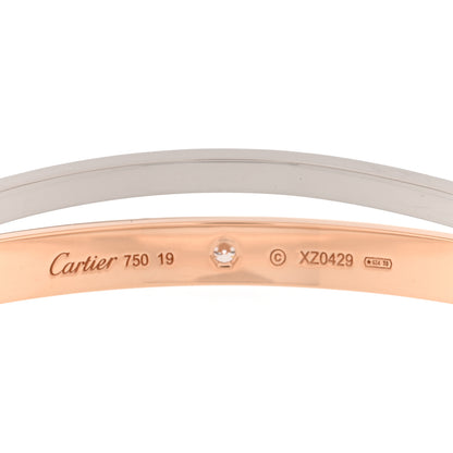 Cartier 18K Pink White Gold 12 Diamond Double LOVE Bracelet 19 3 of 6