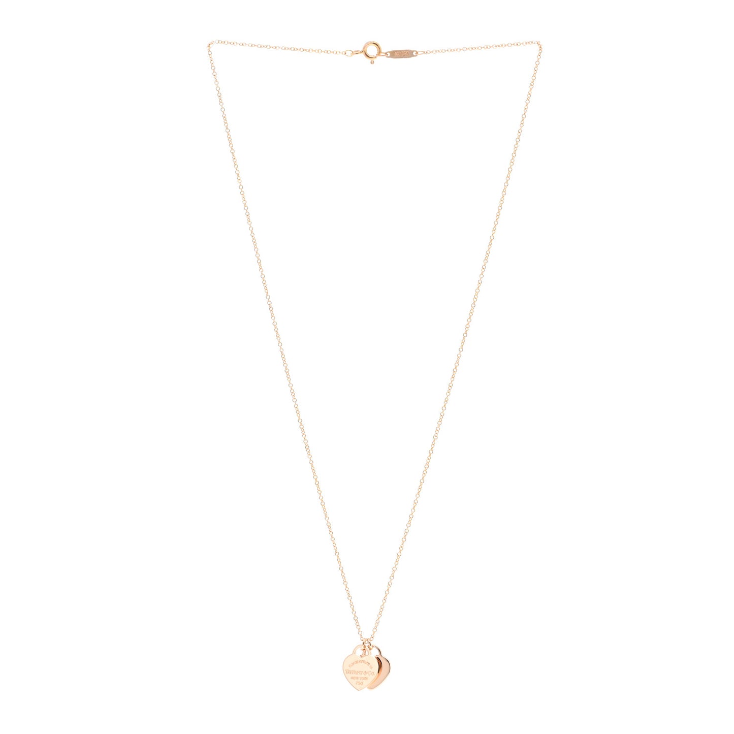 18K Rose Gold Return to Tiffany Mini Double Heart Tag Pendant Necklace