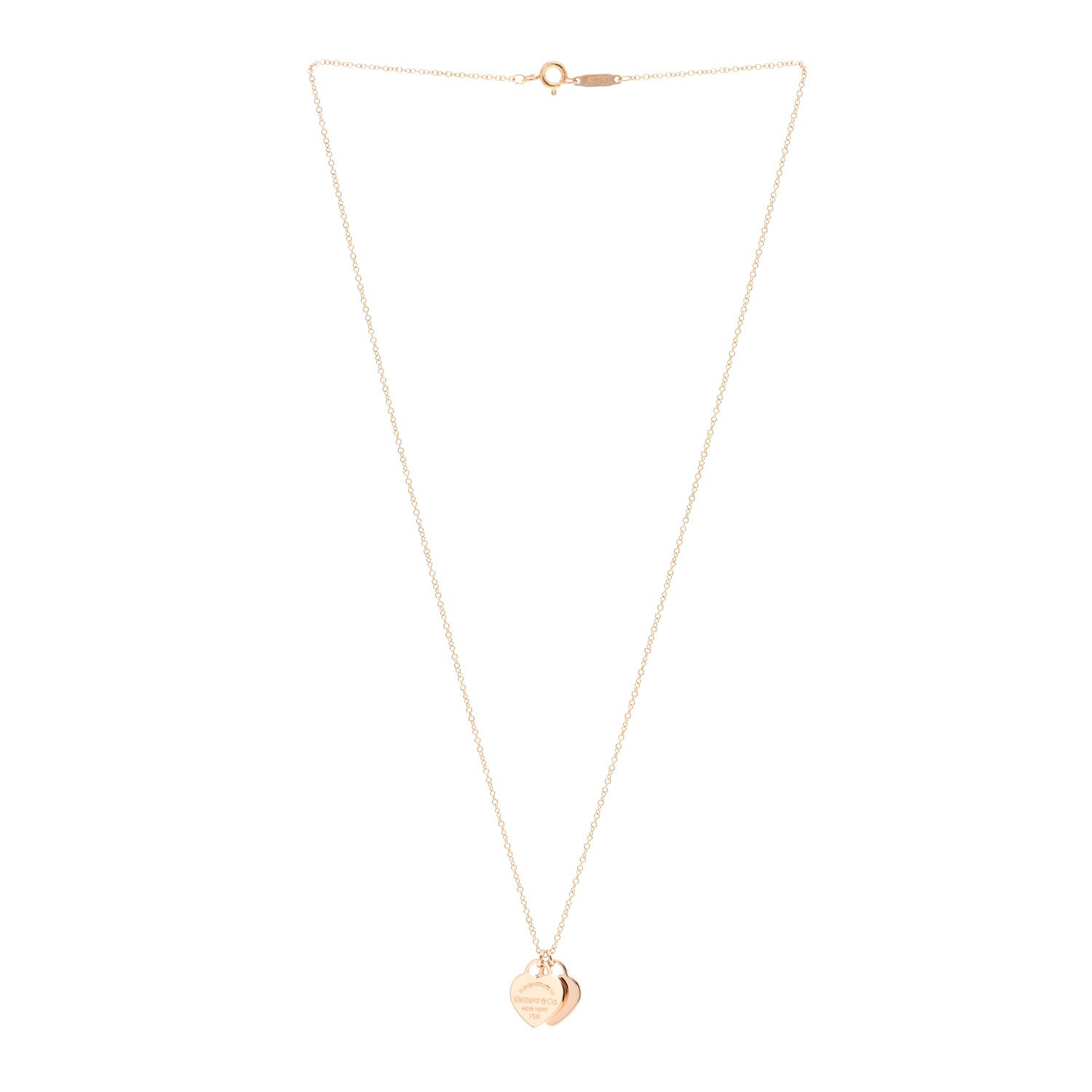 Tiffany 18K Rose Gold Return to Tiffany Mini Double Heart Tag Pendant Necklace 3 of 4