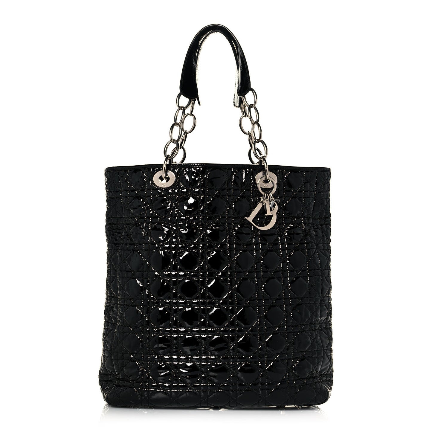 Patent Cannage Dior Soft Shopping Tote Black