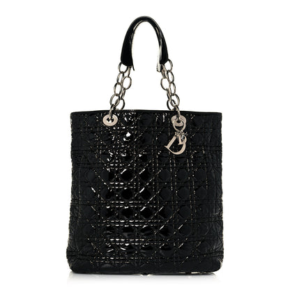 Christian Dior Patent Cannage Dior Soft Shopping Tote Black 1 of 14