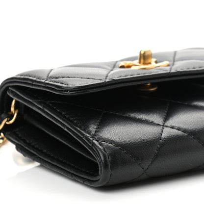 Chanel Lambskin Quilted Pearl Crush Clutch With Chain Black 5 of 11