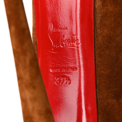 Christian Louboutin Suede Highness Tina Fringe Platform Peep Toe Boots 37.5 Brown 7 of 8