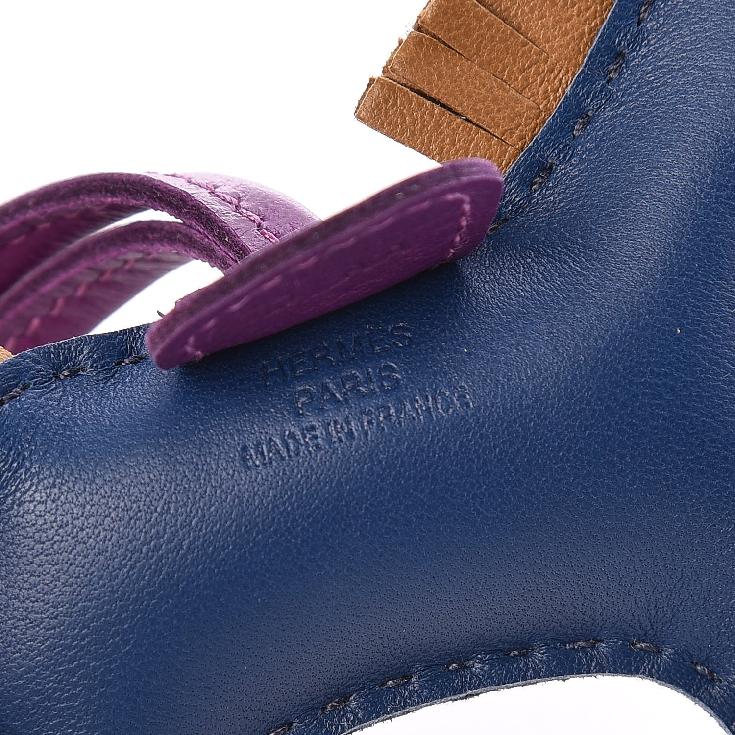 Hermes Milo Lambskin Grigri Rodeo Horse Bag Charm PM Bleu de Malte Kraft Violet 3 of 5